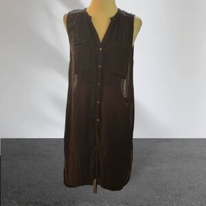 HOLDING HORSES Sleeveless Button Down Shirt - Dark Brown
